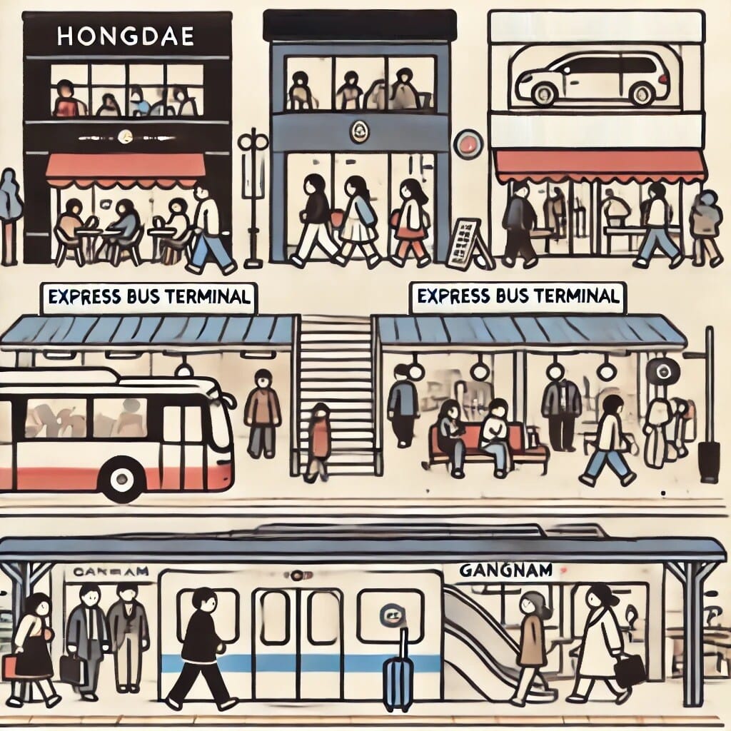 상업·관광 지역의 지하철역